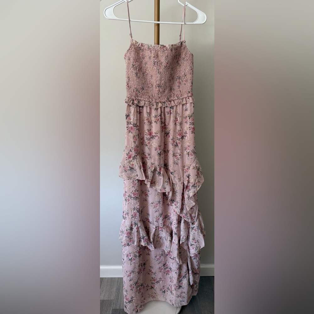 Floret Studios Floral Smocked Eyelet Tiered Maxi Dress - Picture 2 of 3
